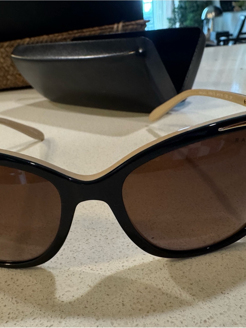 Ralph Lauren Black Frame Sunglasses with Brown Gradient Lenses - Picture 7 of 8
